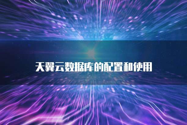 天翼云数据库的配置和使用