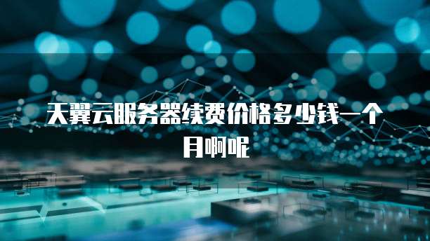 天翼云服务器续费价格多少钱一个月啊呢