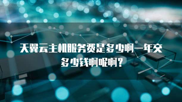 天翼云主机服务费是多少啊一年交多少钱啊呢啊?