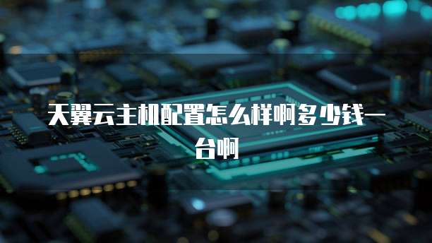天翼云主机配置怎么样啊多少钱一台啊