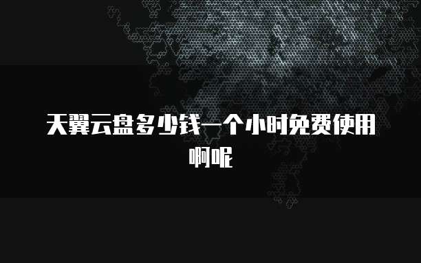天翼云盘多少钱一个小时免费使用啊呢