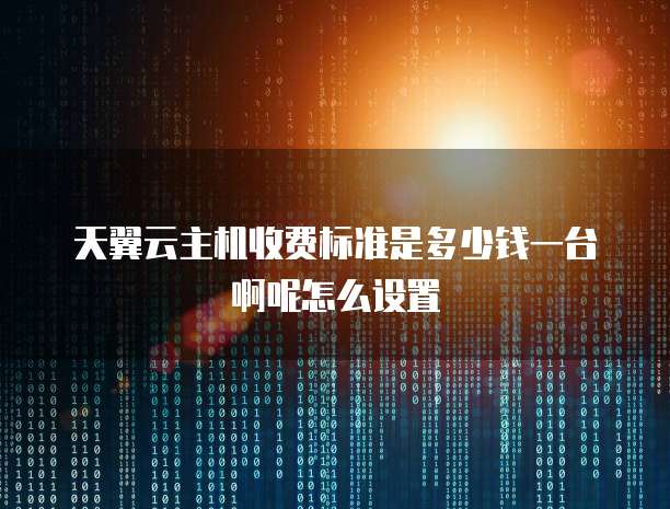 天翼云主机收费标准是多少钱一台啊呢怎么设置