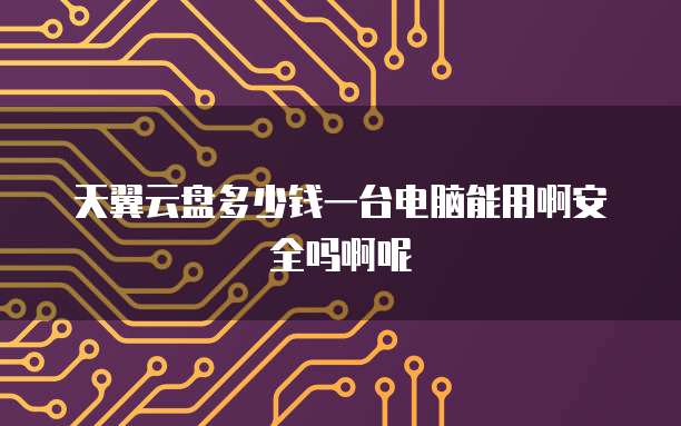 天翼云盘多少钱一台电脑能用啊安全吗啊呢