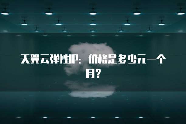 天翼云弹性IP:价格是多少元一个月?