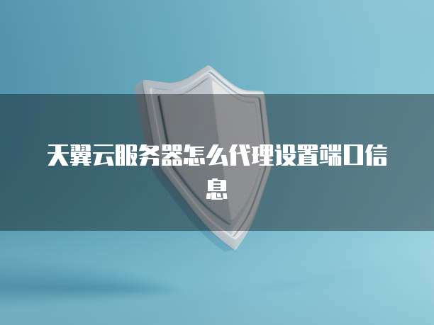 天翼云服务器怎么代理设置端口信息