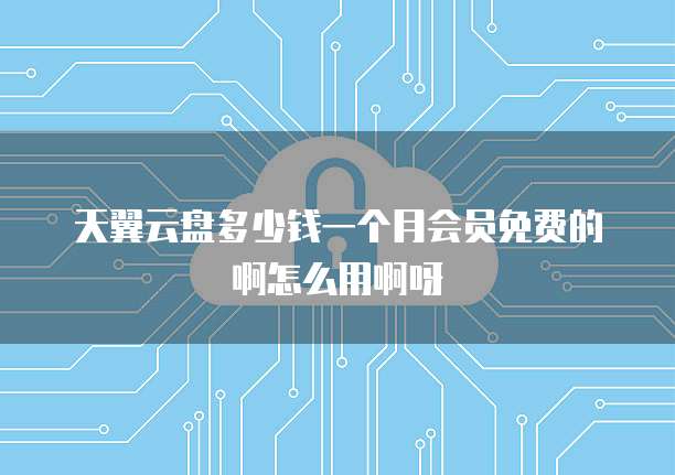 天翼云盘多少钱一个月会员免费的啊怎么用啊呀