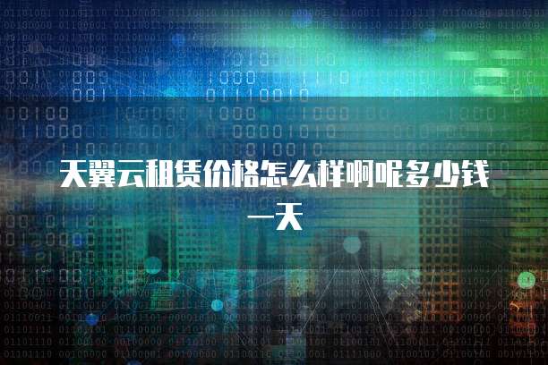 天翼云租赁价格怎么样啊呢多少钱一天