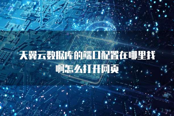 天翼云数据库的端口配置在哪里找啊怎么打开网页