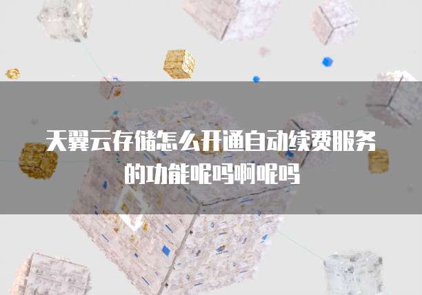 天翼云存储怎么开通自动续费服务的功能呢吗啊呢吗