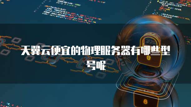 天翼云便宜的物理服务器有哪些型号呢
