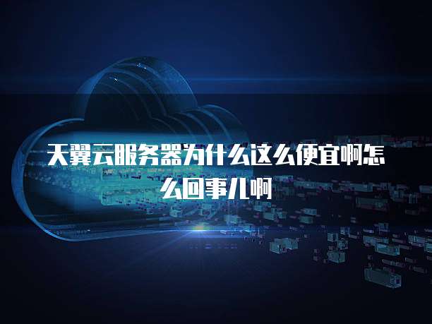天翼云服务器为什么这么便宜啊怎么回事儿啊