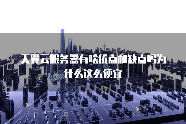 天翼云服务器有啥优点和缺点吗为什么这么便宜