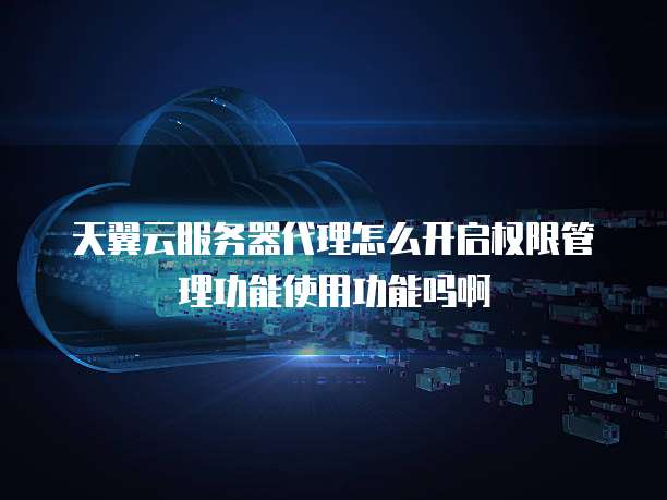 天翼云服务器代理怎么开启权限管理功能使用功能吗啊