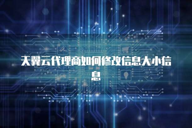 天翼云代理商如何修改信息大小信息