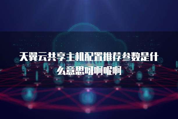 天翼云共享主机配置推荐参数是什么意思呀啊呢啊