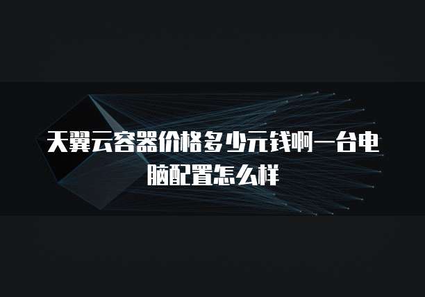 天翼云容器价格多少元钱啊一台电脑配置怎么样