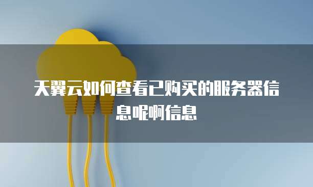 天翼云如何查看已购买的服务器信息呢啊信息