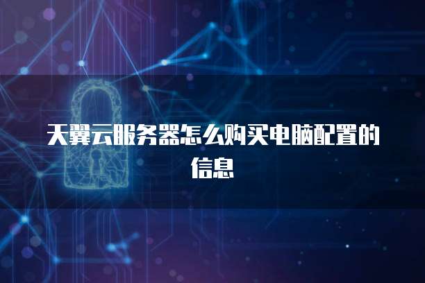 天翼云服务器怎么购买电脑配置的信息