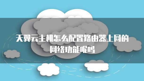 天翼云主机怎么配置路由器上网的网络功能呢吗