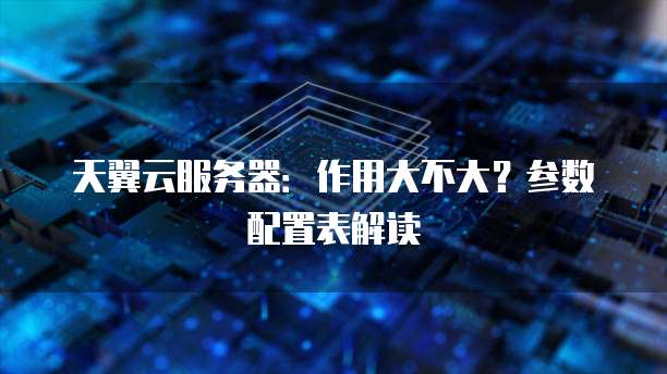 天翼云服务器:作用大不大?参数配置表解读
