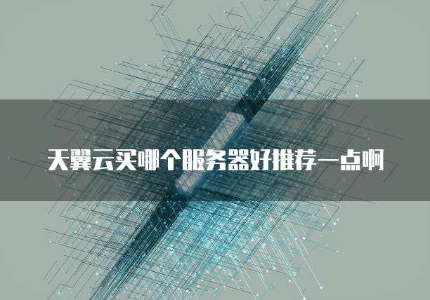 天翼云买哪个服务器好推荐一点啊