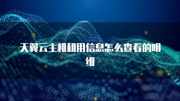 天翼云主机租用信息怎么查看的明细