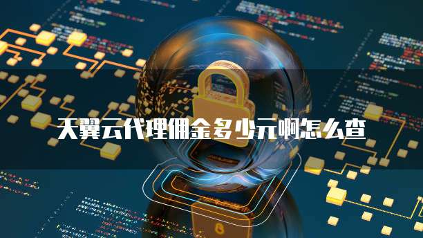 天翼云代理佣金多少元啊怎么查