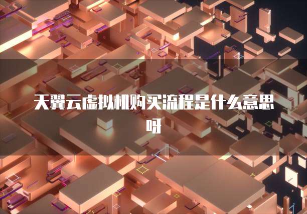 天翼云虚拟机购买流程是什么意思呀
