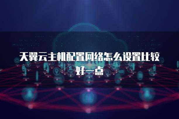 天翼云主机配置网络怎么设置比较好一点