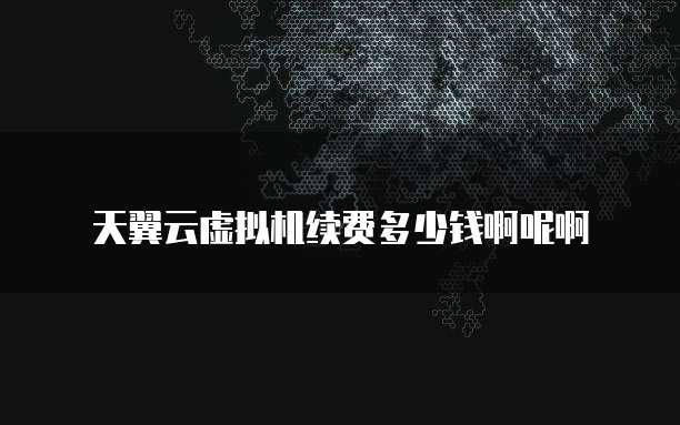 天翼云虚拟机续费多少钱啊呢啊