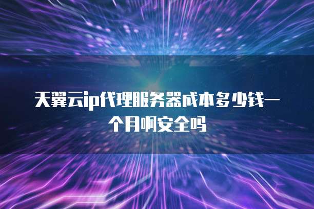 天翼云ip代理服务器成本多少钱一个月啊安全吗