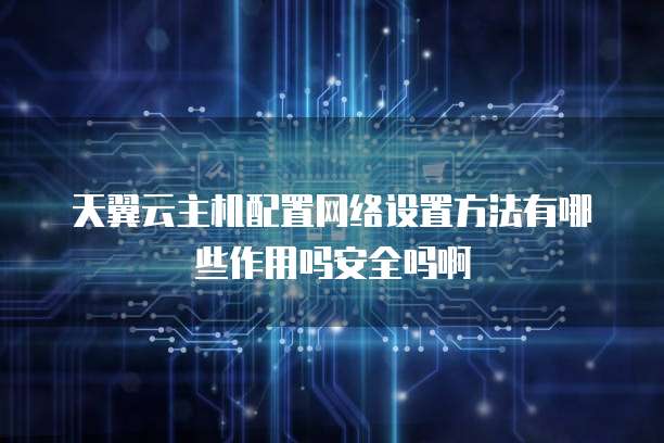 天翼云主机配置网络设置方法有哪些作用吗安全吗啊