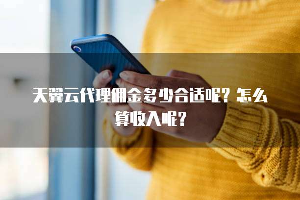 天翼云代理佣金多少合适呢?怎么算收入呢?