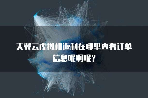 天翼云虚拟机返利在哪里查看订单信息呢啊呢？