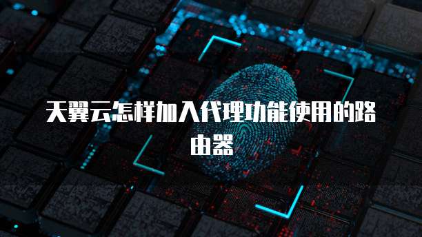 天翼云怎样加入代理功能使用的路由器