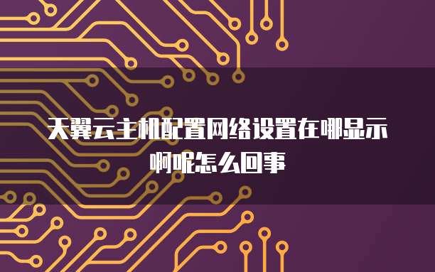 天翼云主机配置网络设置在哪显示啊呢怎么回事
