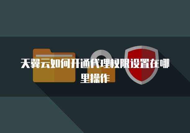 天翼云如何开通代理权限设置在哪里操作