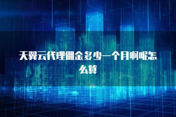 天翼云代理佣金多少一个月啊呢怎么算