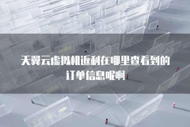 天翼云虚拟机返利在哪里查看到的订单信息呢啊