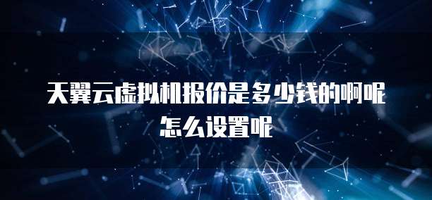 天翼云虚拟机报价是多少钱的啊呢怎么设置呢