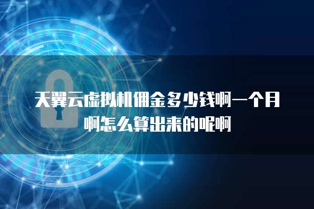 天翼云虚拟机佣金多少钱啊一个月啊怎么算出来的呢啊