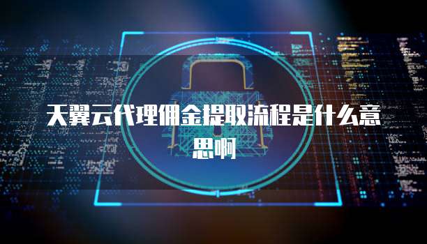 天翼云代理佣金提取流程是什么意思啊