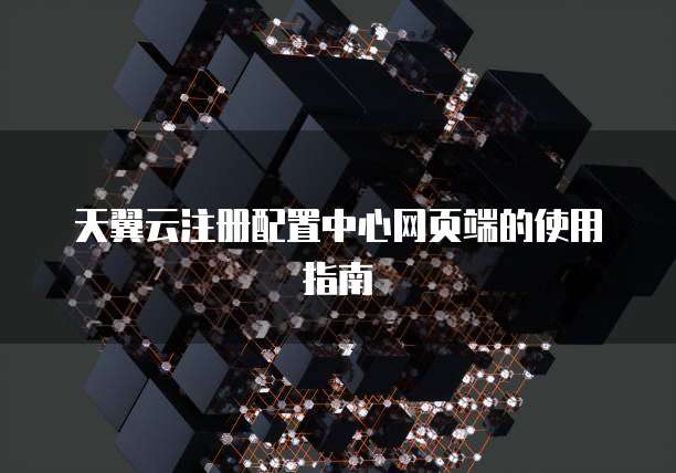 天翼云注册配置中心网页端的使用指南
