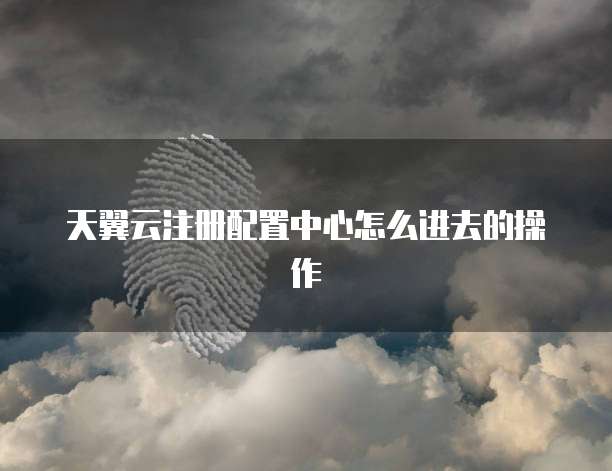 天翼云注册配置中心怎么进去的操作