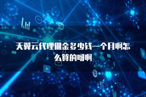 天翼云代理佣金多少钱一个月啊怎么算的呀啊