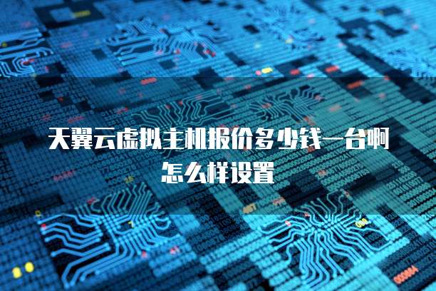 天翼云虚拟主机报价多少钱一台啊怎么样设置
