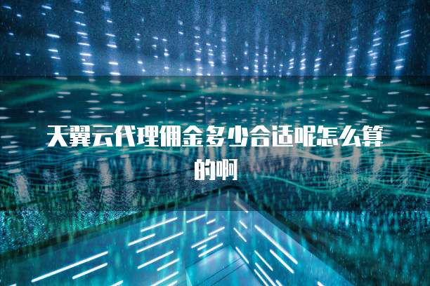 天翼云代理佣金多少合适呢怎么算的啊
