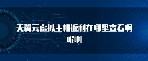 天翼云虚拟主机返利在哪里查看啊呢啊