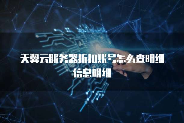 天翼云服务器折扣账号怎么查明细信息明细