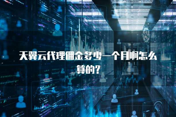 天翼云代理佣金多少一个月啊怎么算的?